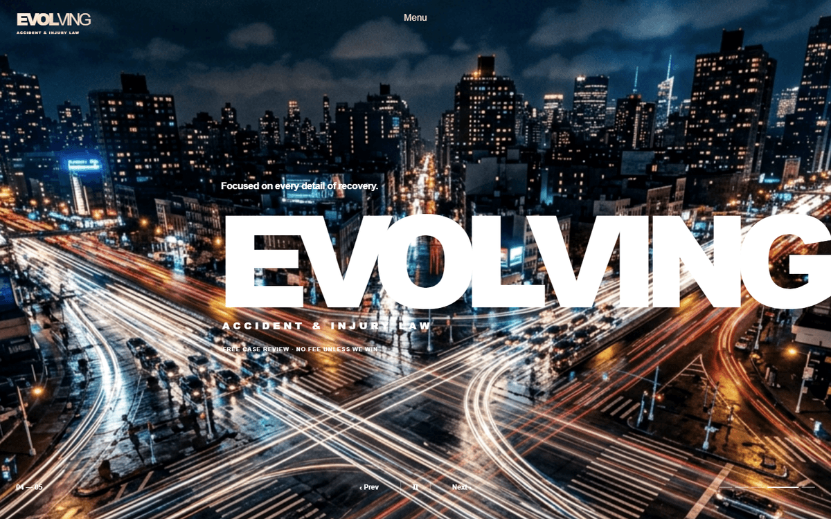 Evolving Accident & Injury Law website template screenshot